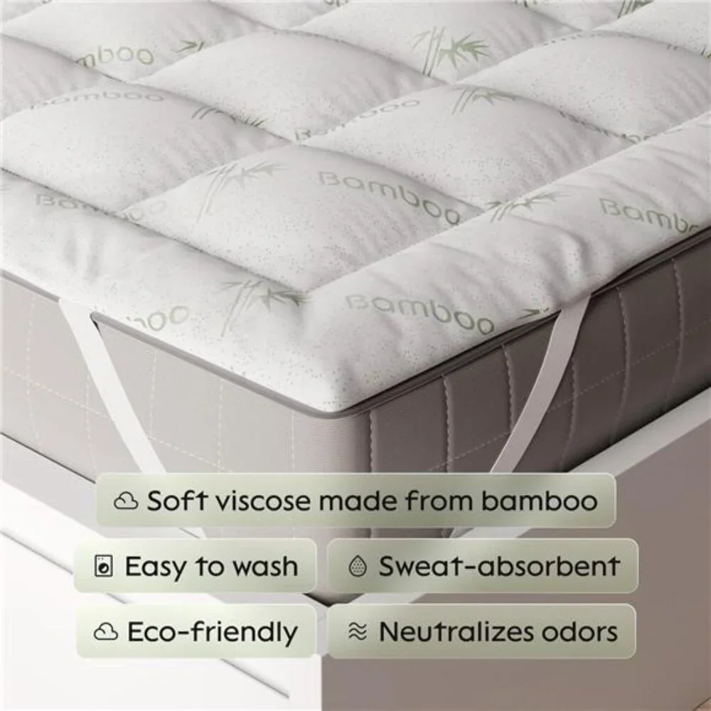 Ultra Soft Queen Mattress Topper - Viscose Made from Bamboo Mattress Pad